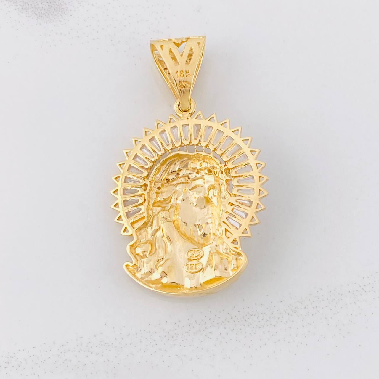 Pendant Christ's Face 9.5g / 1 3/4 in Two Yellow White Golds 18K