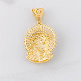 Pendant Christ's Face 9.5g / 1 3/4 in Two Yellow White Golds 18K