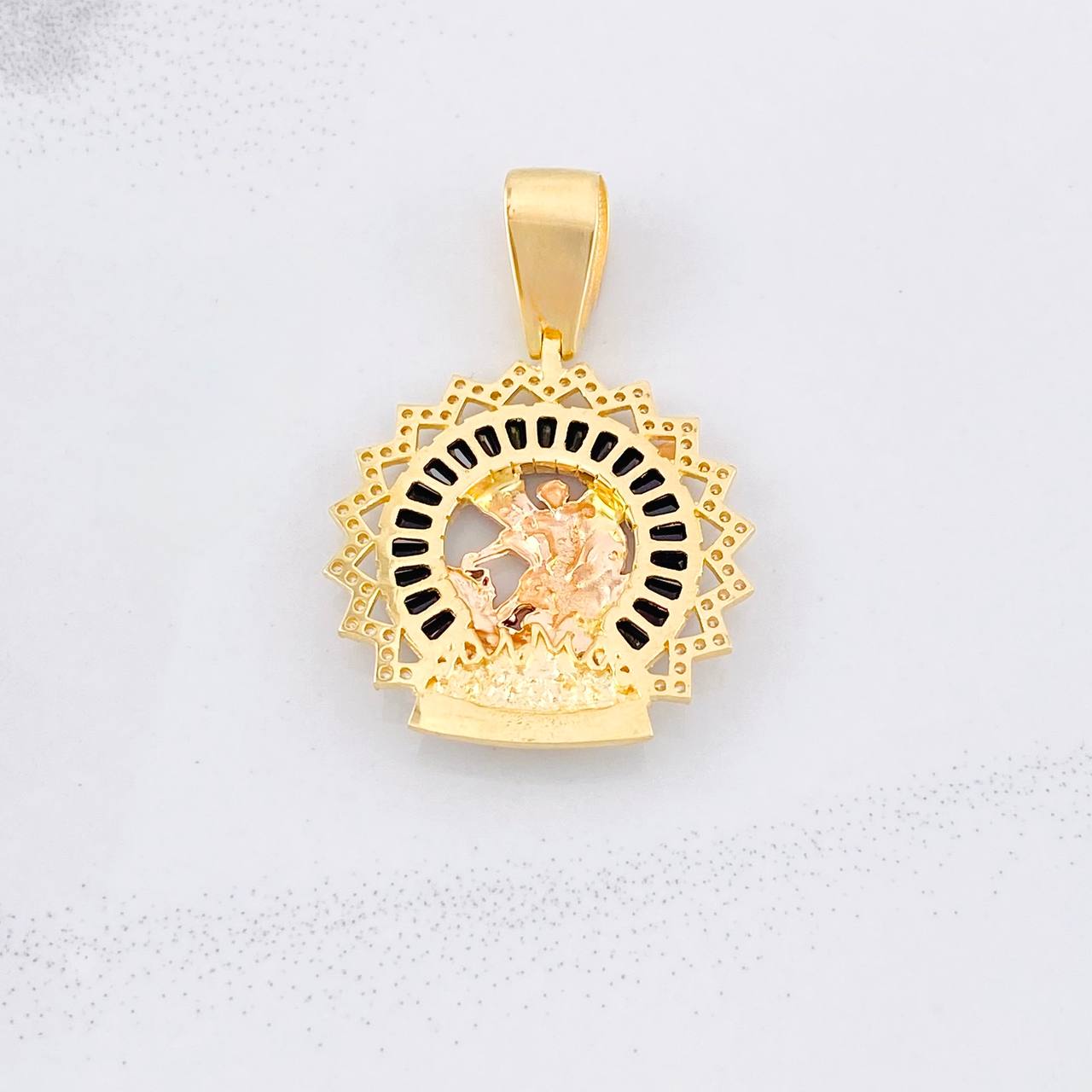Pendant Saint Michael Archangel 6.95g / 1 1/2 in Three Golds 18K
