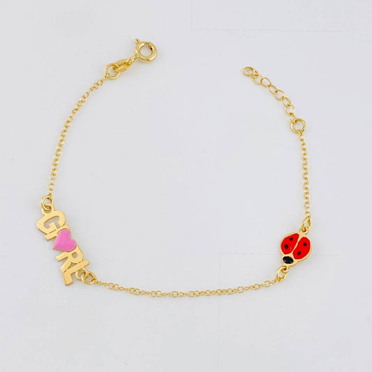 Pulso Modulable Rolo Seguido Girl Mariquita 1.45g / 6 1/4 in - 5 1/2 in / 1.3mm Oro Amarillo 18K
