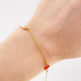 Bracelet Adjustable Rolo Continuous Girl Ladybug 1.45g / 6 1/4 in - 5 1/2 in / 1.3mm Yellow Gold 18K
