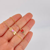 Bracelet Adjustable Rolo Continuous Girl Ladybug 1.45g / 6 1/4 in - 5 1/2 in / 1.3mm Yellow Gold 18K