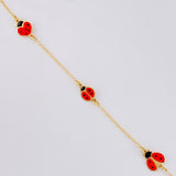 Bracelet Adjustable Rolo Continuous Ladybugs 1.8g / 6 1/4 in - 5 1/2 in / 1.3mm Yellow Gold 18K