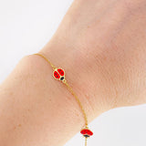 Bracelet Adjustable Rolo Continuous Ladybugs 1.75g / 6 1/4 in - 5 1/2 in / 1.3mm Yellow Gold 18K