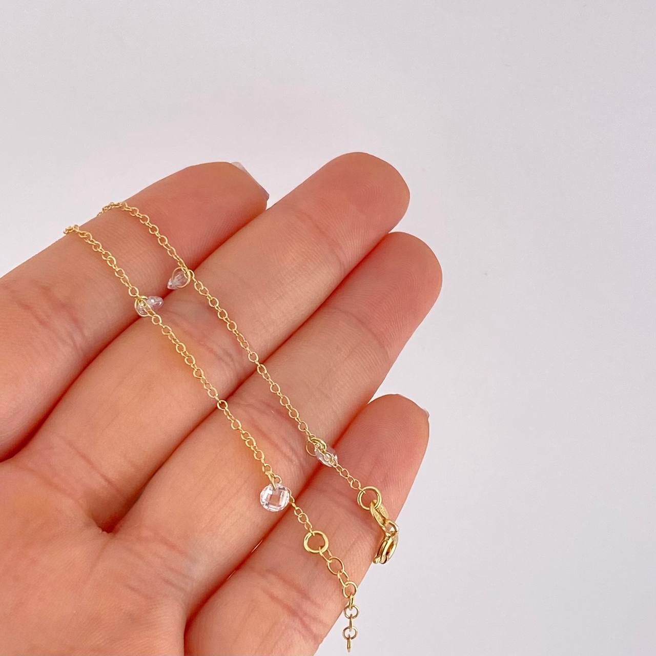 Bracelet Adjustable Rolo Pearls 1.3g / 7 in - 6 1/4 in / 1.3mm Yellow Gold 18K