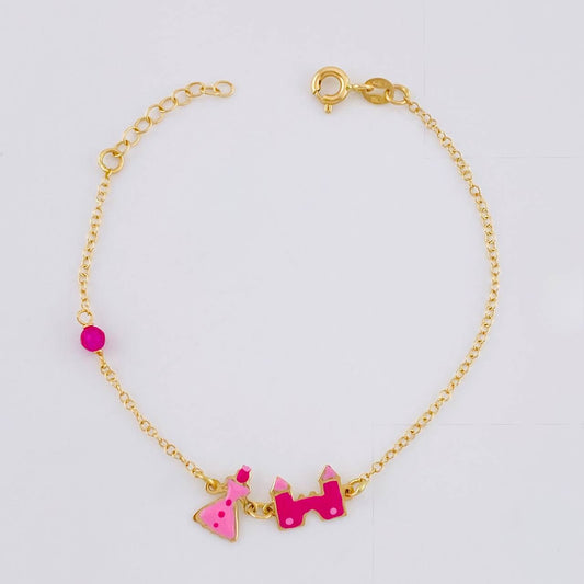 Pulso Modulable Rolo Seguido Castillo Princesa 1.25g / 6 1/4 in - 5 1/2 in / 1.3mm Oro Amarillo 18K