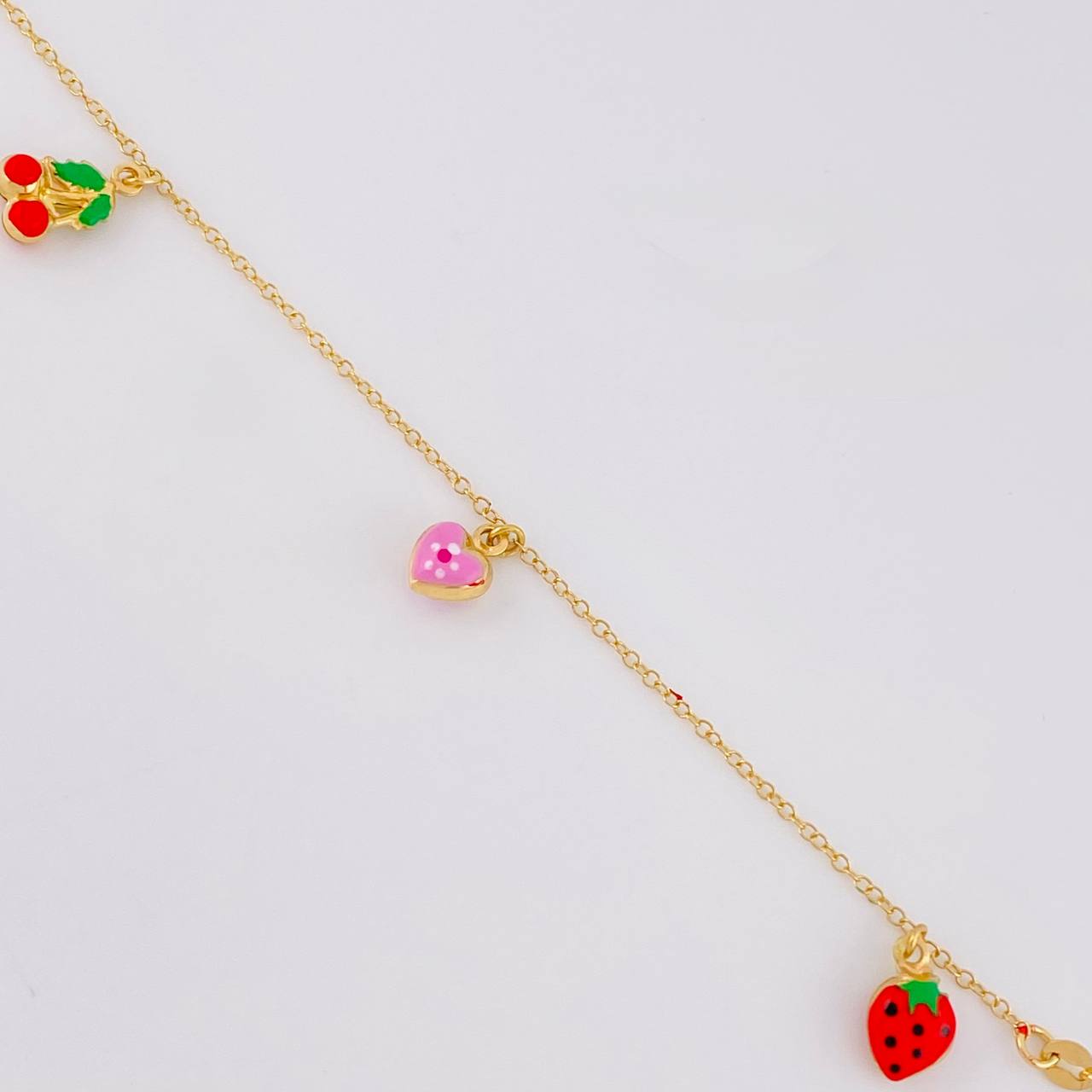 Adjustable Rolo Bracelet with Hanging Pendants 2.55g / 7 1/4 in - 6 1/4 in / 1.3mm 18K Yellow Gold
