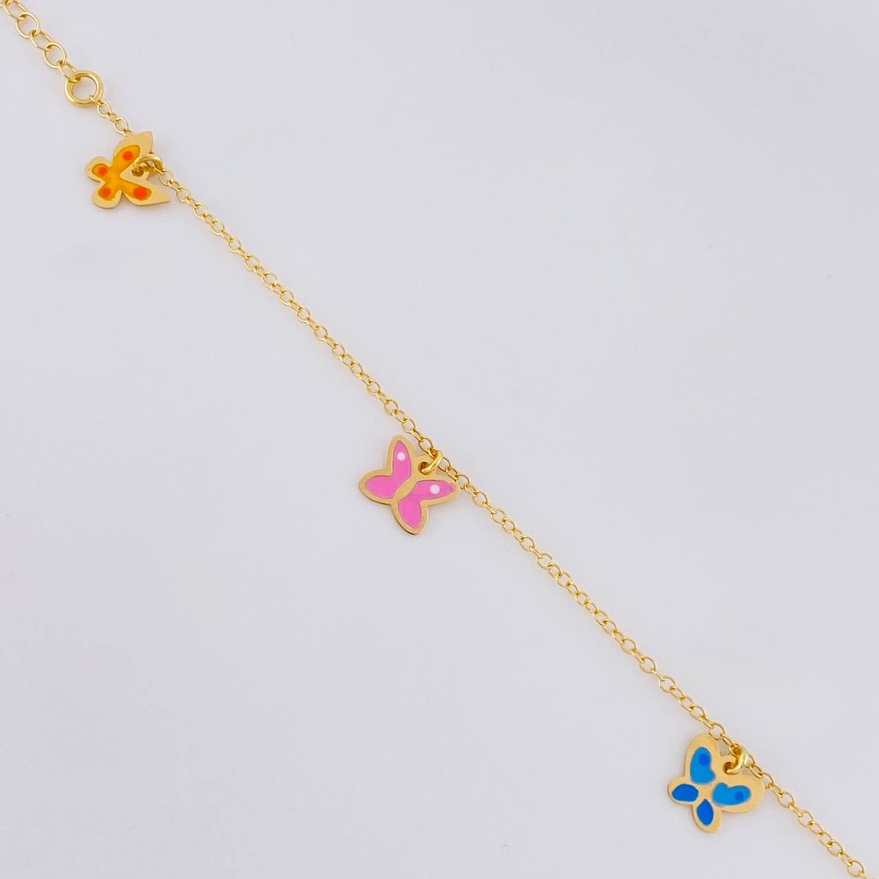 Bracelet Adjustable Rolo Continuous Butterflies 1.45g / 6 1/4 in - 5 1/2 in / 1.3mm Yellow Gold 18K