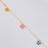 Bracelet Adjustable Rolo Continuous Butterflies 1.45g / 6 1/4 in - 5 1/2 in / 1.3mm Yellow Gold 18K