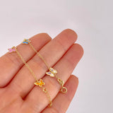 Bracelet Adjustable Rolo Continuous Butterflies 1.45g / 6 1/4 in - 5 1/2 in / 1.3mm Yellow Gold 18K