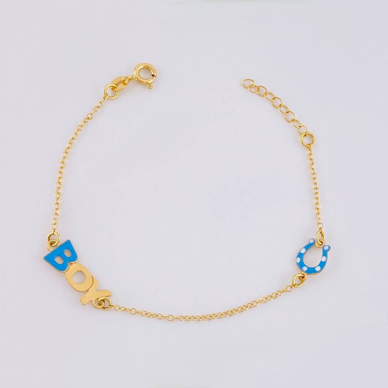Bracelet Adjustable Rolo Continuous Boy Horseshoe 1.35g / 6 1/4 in - 5 1/2 in / 1.3mm Yellow Gold 18K