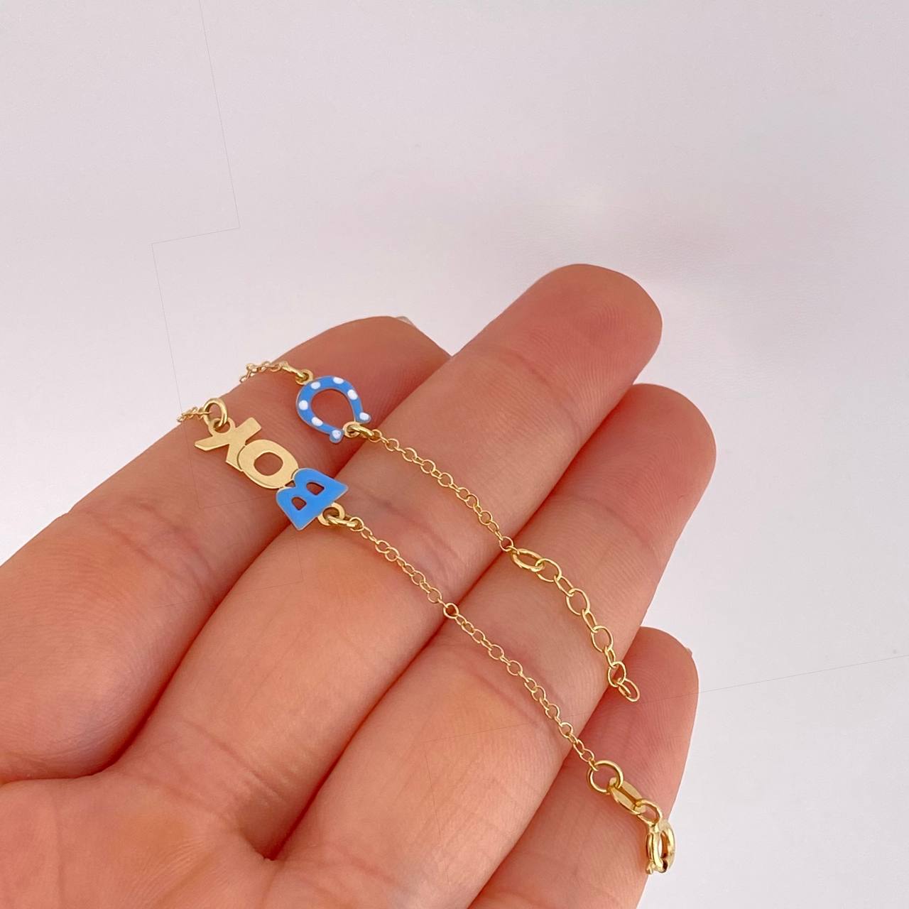 Bracelet Adjustable Rolo Continuous Boy Horseshoe 1.35g / 6 1/4 in - 5 1/2 in / 1.3mm Yellow Gold 18K