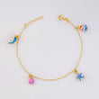 Adjustable Rolo Bracelet with Hanging Pendants 2.45g / 7 1/4 in - 6 1/2 in / 1.3mm 18K Yellow Gold