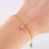 Adjustable Rolo Bracelet with Hanging Pendants 2.45g / 7 1/4 in - 6 1/2 in / 1.3mm 18K Yellow Gold