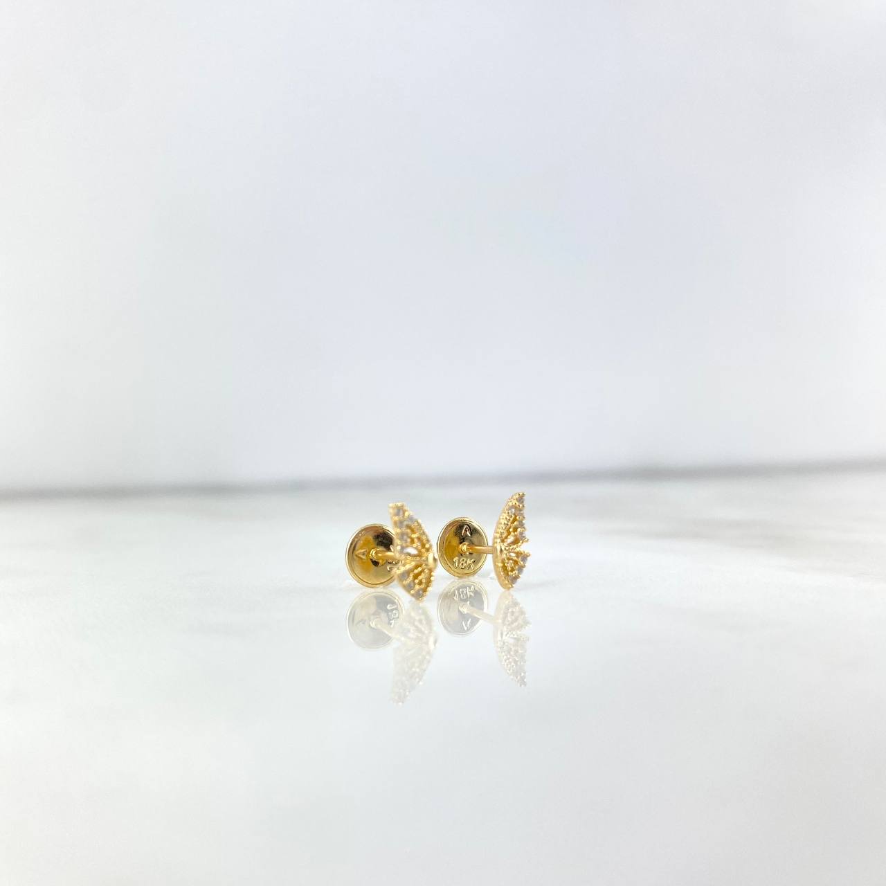 Stud Earrings Butterfly Wings 1.1gr / White Zircons 18K Yellow Gold &