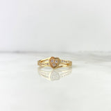 Crossed Lines Heart Ring 2.15gr / T6 3/4 / White Zircons Yellow Gold