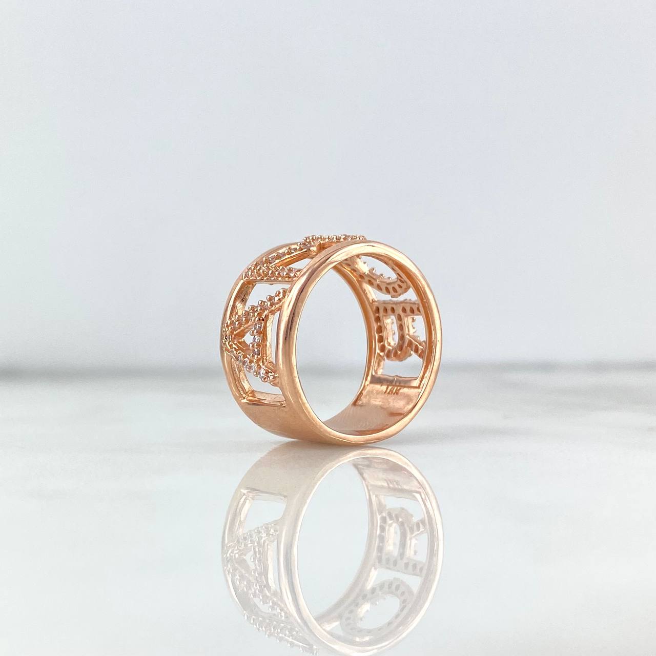 Love Ring 7.5gr / Size 6 1/2 / White Zircons Rose Gold