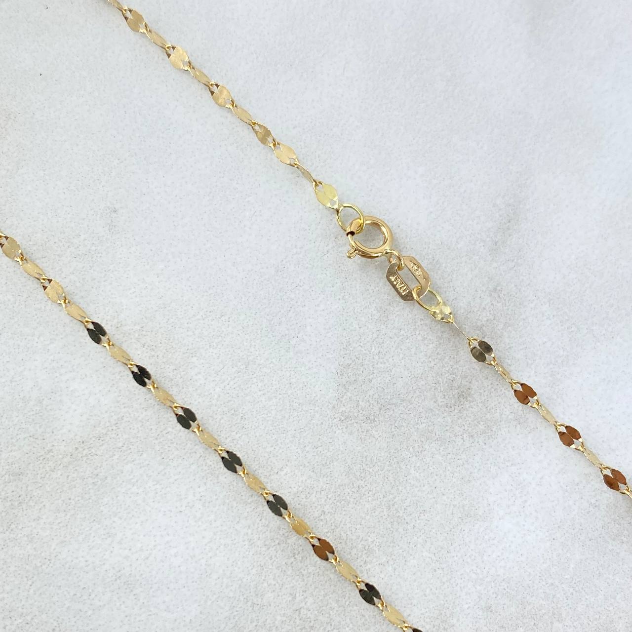 Cadena Flor Espejo 1gr / 17 3/4 in / 1.9mm Oro Amarillo +3 18K !