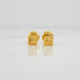 Diamond Cut Square Stud Earrings 0.65g / in / 4mm Yellow Gold 18K