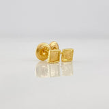 Diamond Cut Square Stud Earrings 0.65g / in / 4mm Yellow Gold 18K