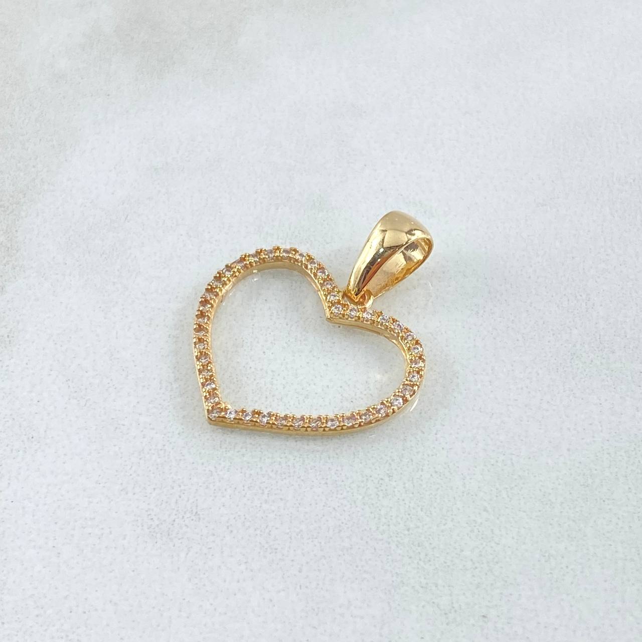 Pendant Heart Silhouette 1.7gr / 2.5cm / White Zircons Yellow Gold 18K ©