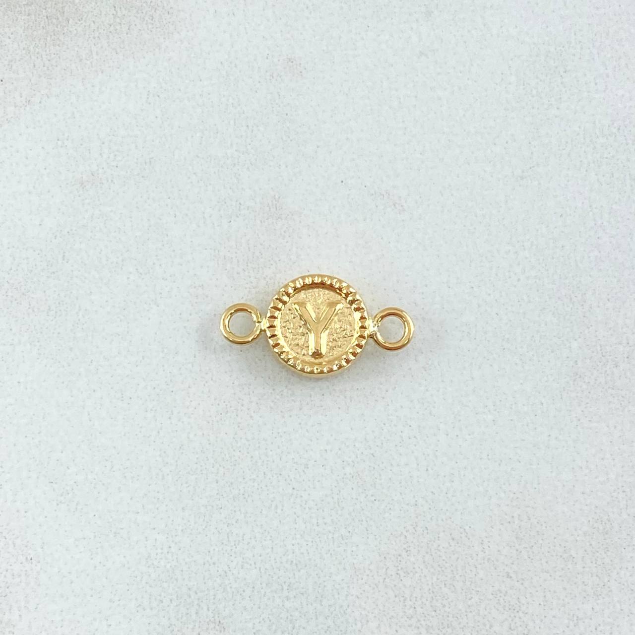 Charm Letter Y 0.45gr / 0.6in / Bordered Circle 18K Gold ©