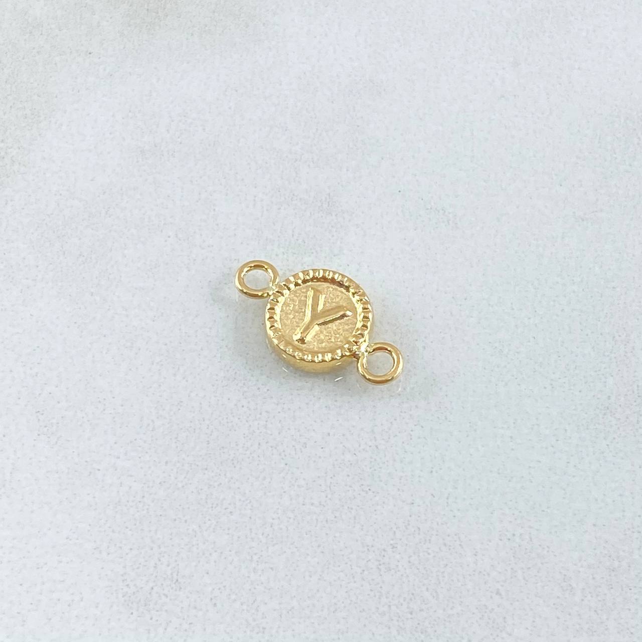 Herraje Letra Y 0.45gr / 1.5cm / Circulo Bordeado Oro Amarillo 18K *