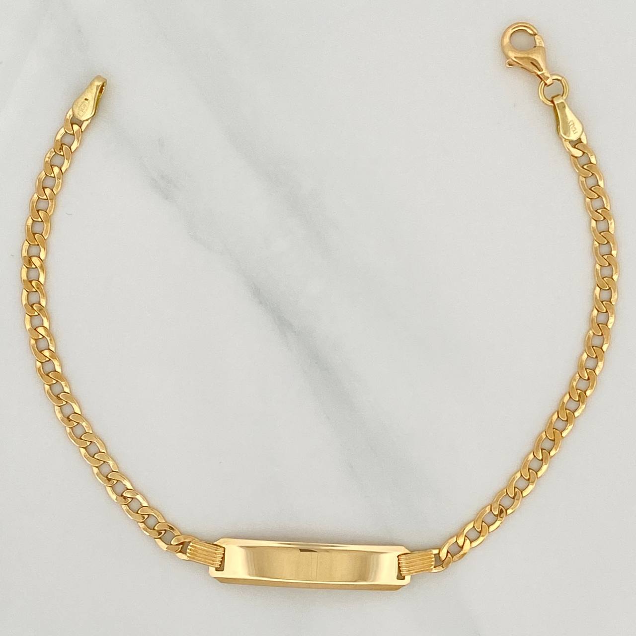 Pulso Cubano Placa Rectangular 3.75 g / 7 in / 1.8 mm Oro Amarillo 18K