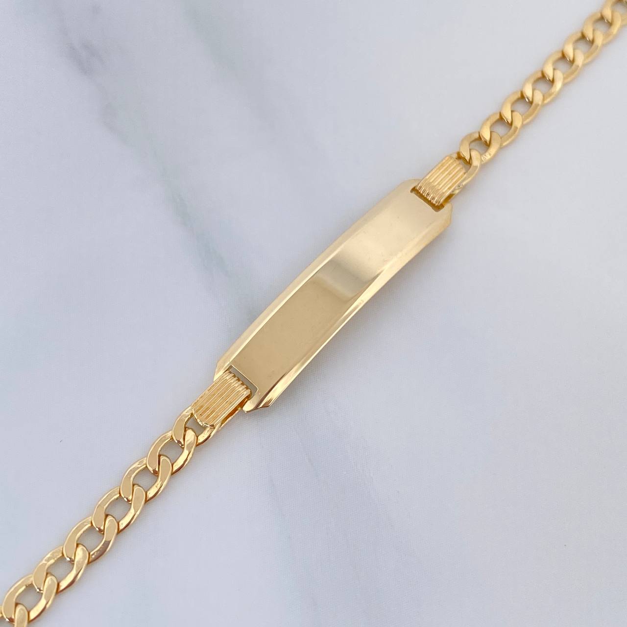 Pulso Cubano Placa Rectangular 3.75 g / 7 in / 1.8 mm Oro Amarillo 18K