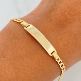 Pulso Cubano Placa Rectangular 3.75 g / 7 in / 1.8 mm Oro Amarillo 18K