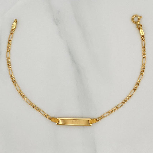 Pulso Figaro Placa Rectangular 1.55 g / 6 1/4 in / 1.1 mm Oro Amarillo 18K