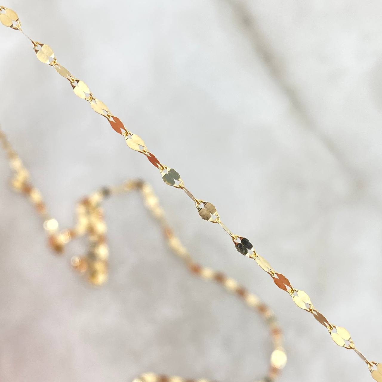 Cadena Flor Espejo 1.05gr / 17 3/4 in / 1.9mm Oro Amarillo +3 18K !