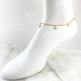 "Ankle Bracelet Aro Seguido 3.55gr / 24.5cm / 2.2mm Happy Face-Flower-Heart-Queen Face-Lightning Yellow Gold 18K"
