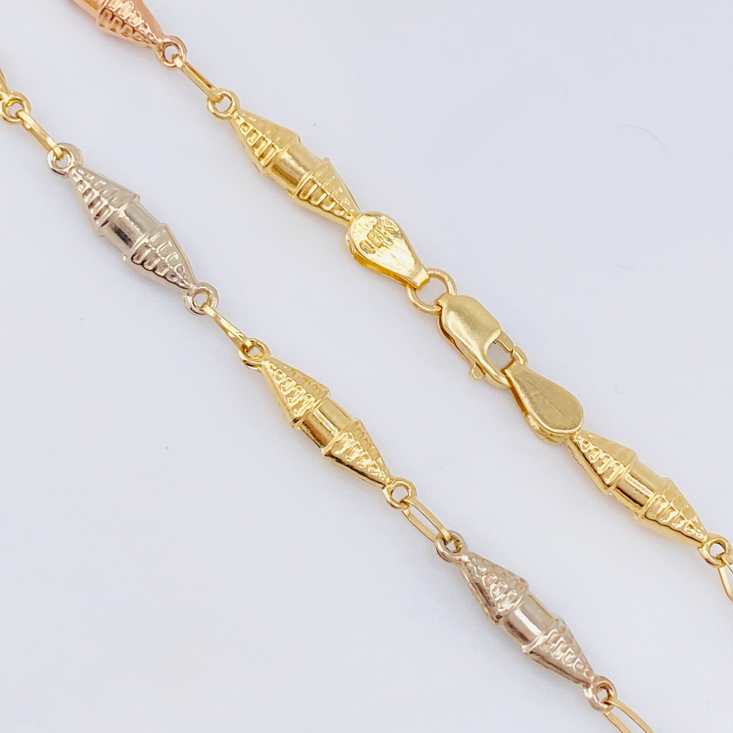 Cadena Rustica Dubai Texturizada 8.9gr / 24 1/2 in / 3.9mm Tres Oros 18K *