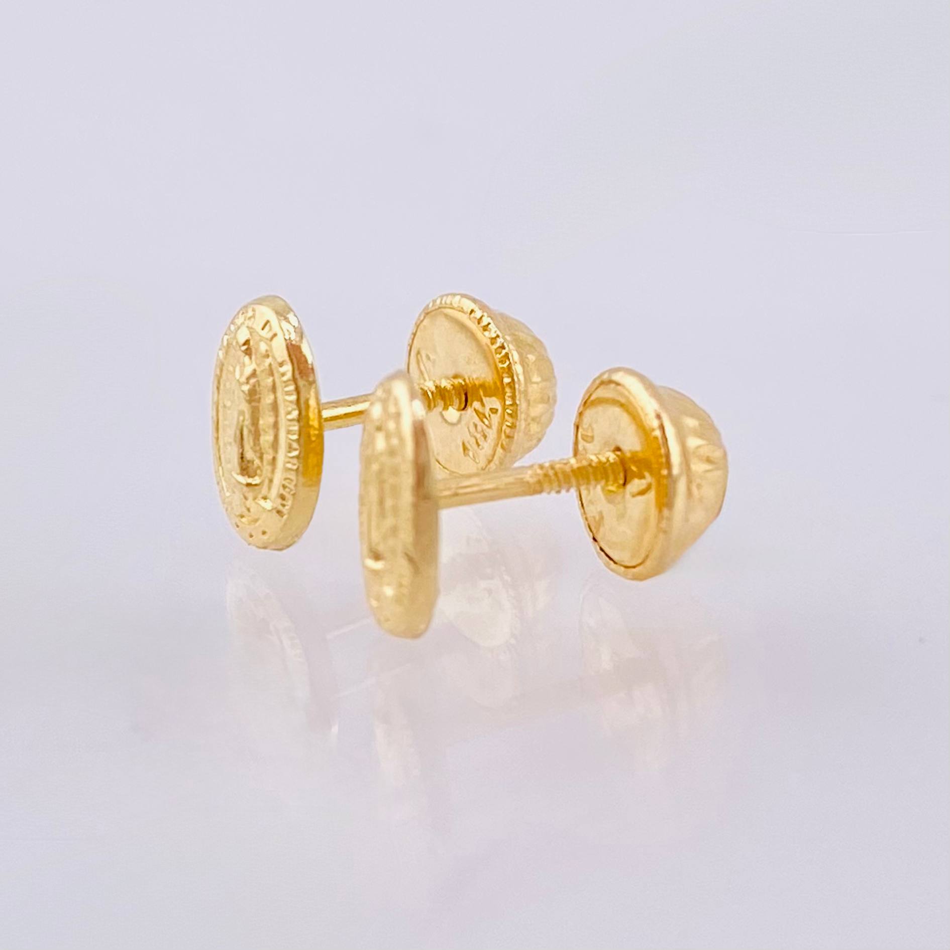 Stud Earrings Virgen Guadalupe Matte 0.55gr / 7mm Yellow Gold 18K *