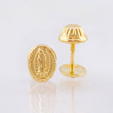 Stud Earrings Virgen Guadalupe Matte 0.55gr / 7mm Yellow Gold 18K *
