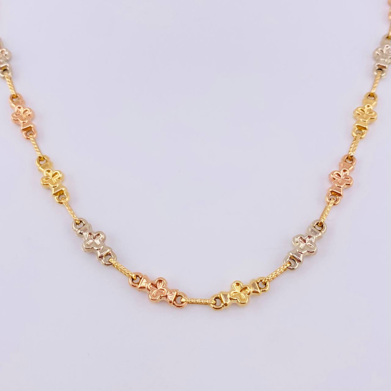 Rustic Crossed Chain 11.05gr / 23 1/2 in / 5mm Three Golds 18K *