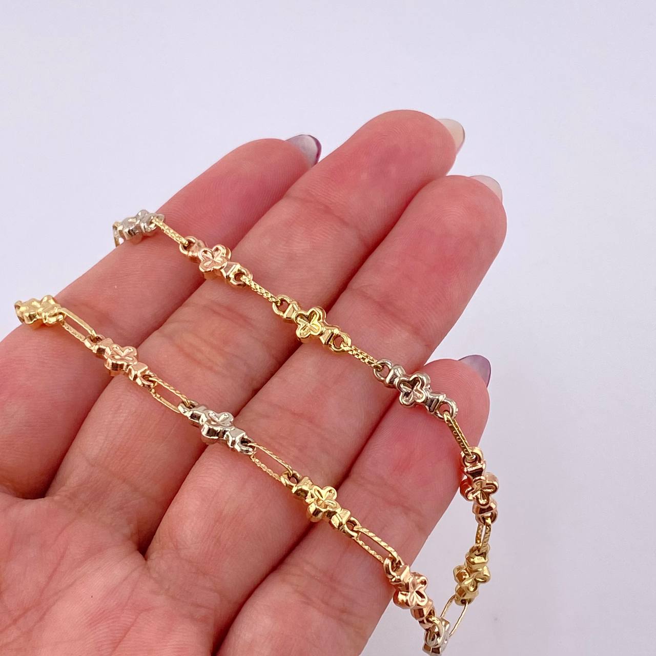 Rustic Crossed Chain 11.05gr / 23 1/2 in / 5mm Three Golds 18K *