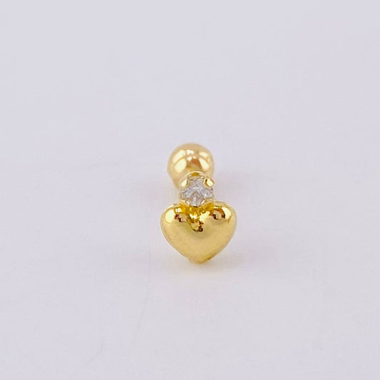 Piercing Destello Corazon 0.35gr / 1/2 in / Oro Amarillo 18K *