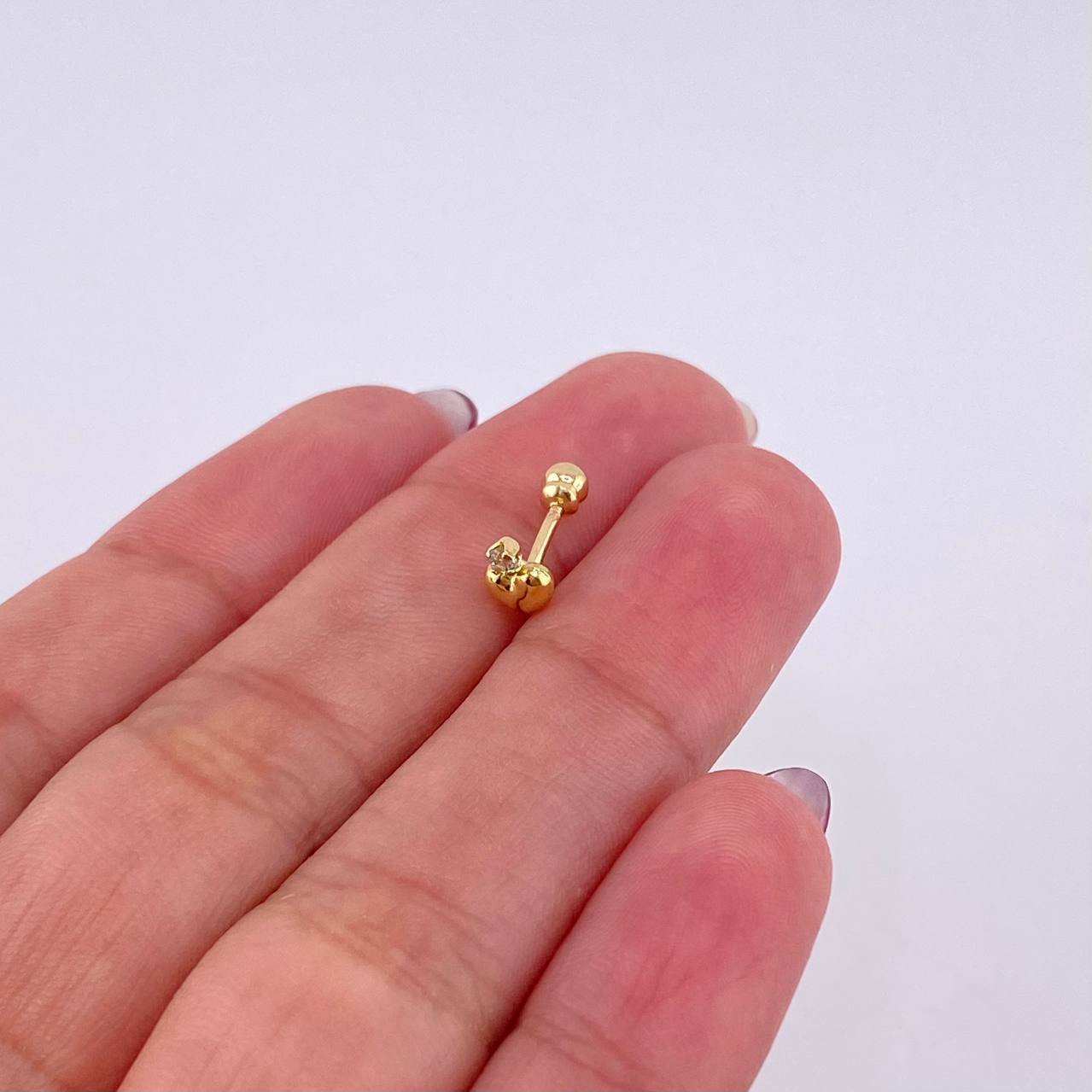 Piercing Destello Corazon 0.35gr / 1/2 in / Oro Amarillo 18K