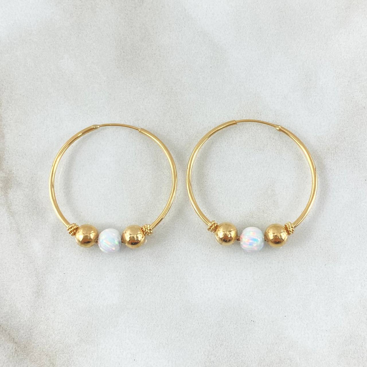 Candongas Trio Bolas Lisa perladas 2.2gr / 1.7cm / 5mm Oro Amarillo 18K