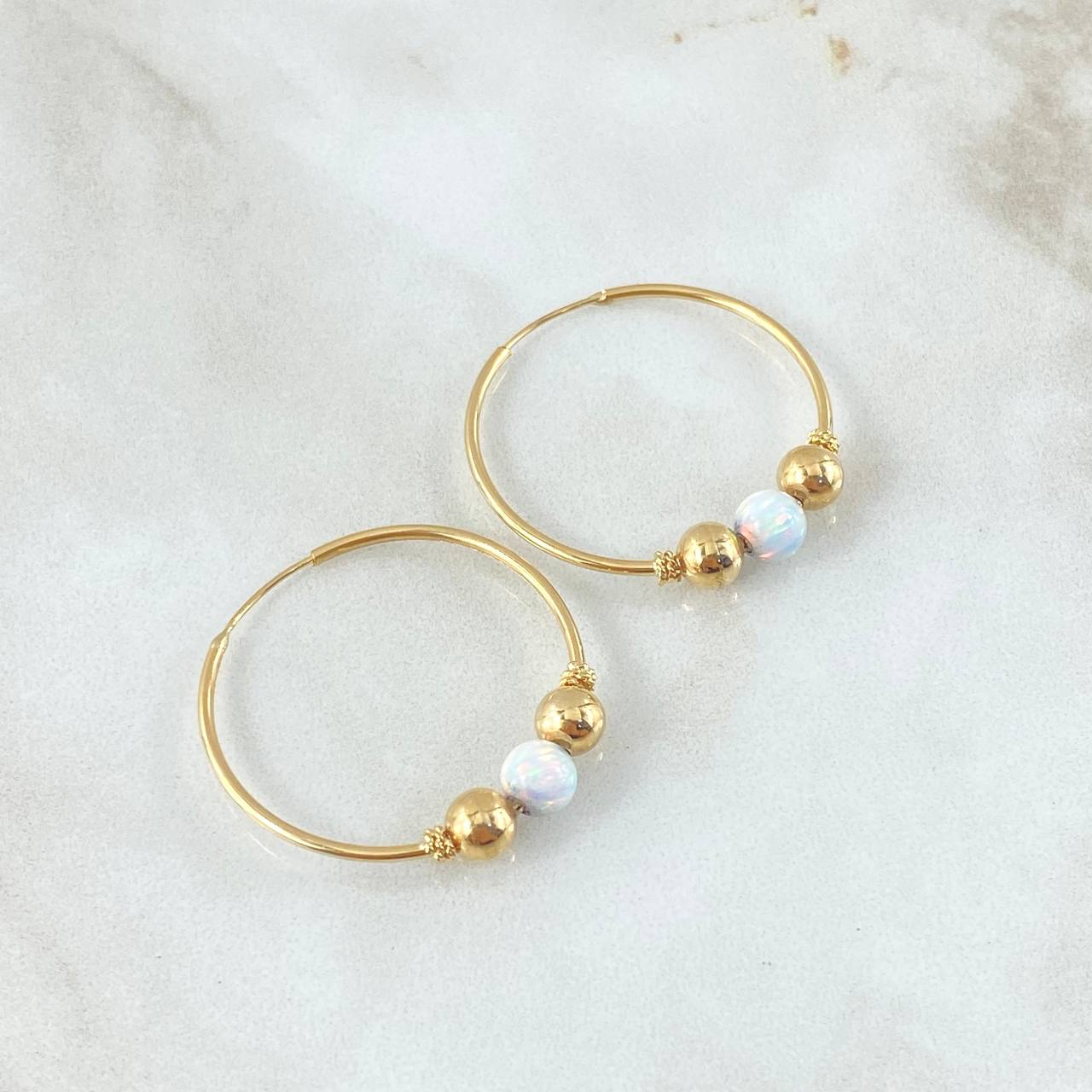 Candongas Trio Bolas Lisa perladas 2.2gr / 1.7cm / 5mm Oro Amarillo 18K