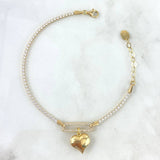 Bracelet Tennis Box 5.3gr / 17cm-20cm / 2mm White Zircons Yellow Gold Heart +4 ©