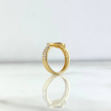 Rustic Hoop Ring 3.05gr / Size 5 / White Zircons Yellow Gold