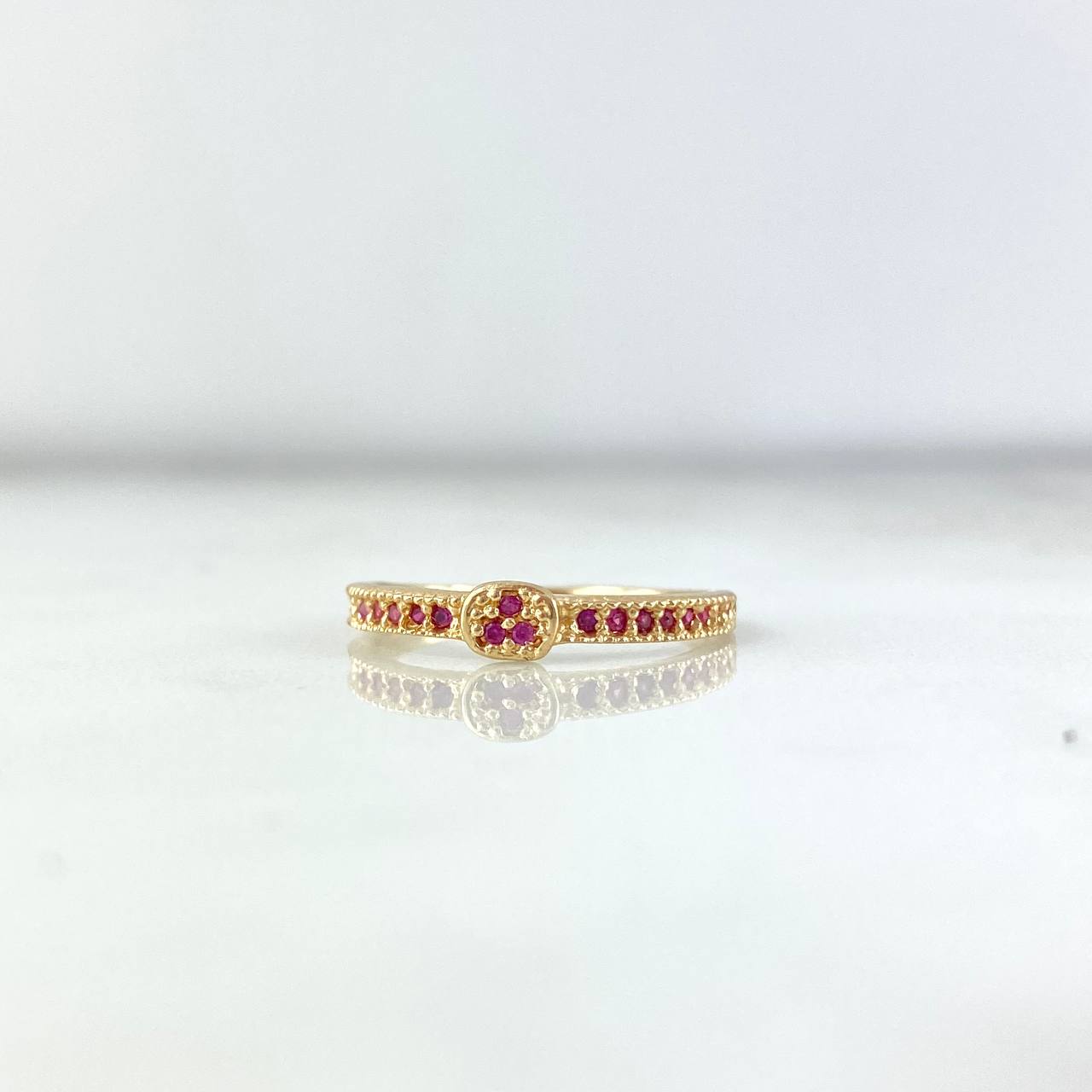 Churumbela Ring Circle 1.95gr / Size 5 3/4 / Fuchsia Zircons Yellow Gold