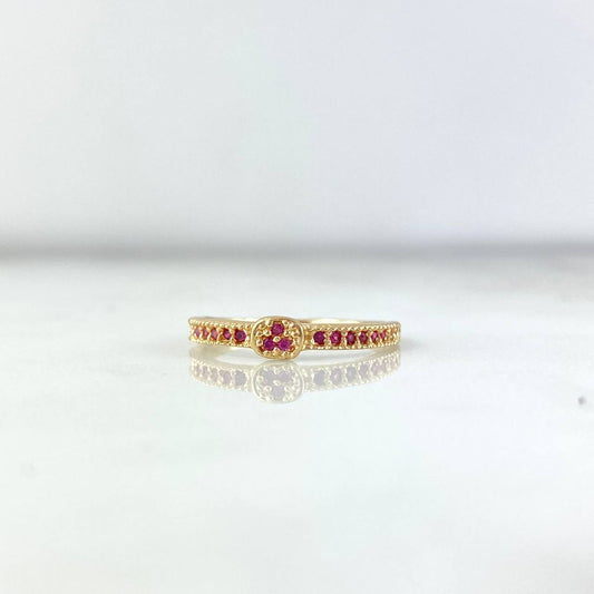 Churumbela Ring Circle 1.95gr / Size 5 3/4 / Fuchsia Zircons Yellow Gold