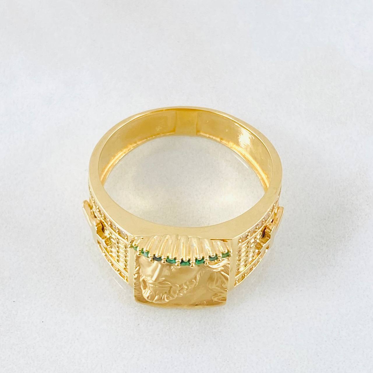 Anillo Rostro Jesus Mate 8.45gr / T10 3/4 / Oro Amarillo 18K*