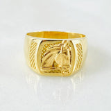 Anillo Herradura Caballo Punteado 3.35gr / T6 1/4 / Oro Amarillo 18K*