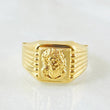 Jesus Face Square Ring 1.95gr / Size 7 3/4 / 18K Gold