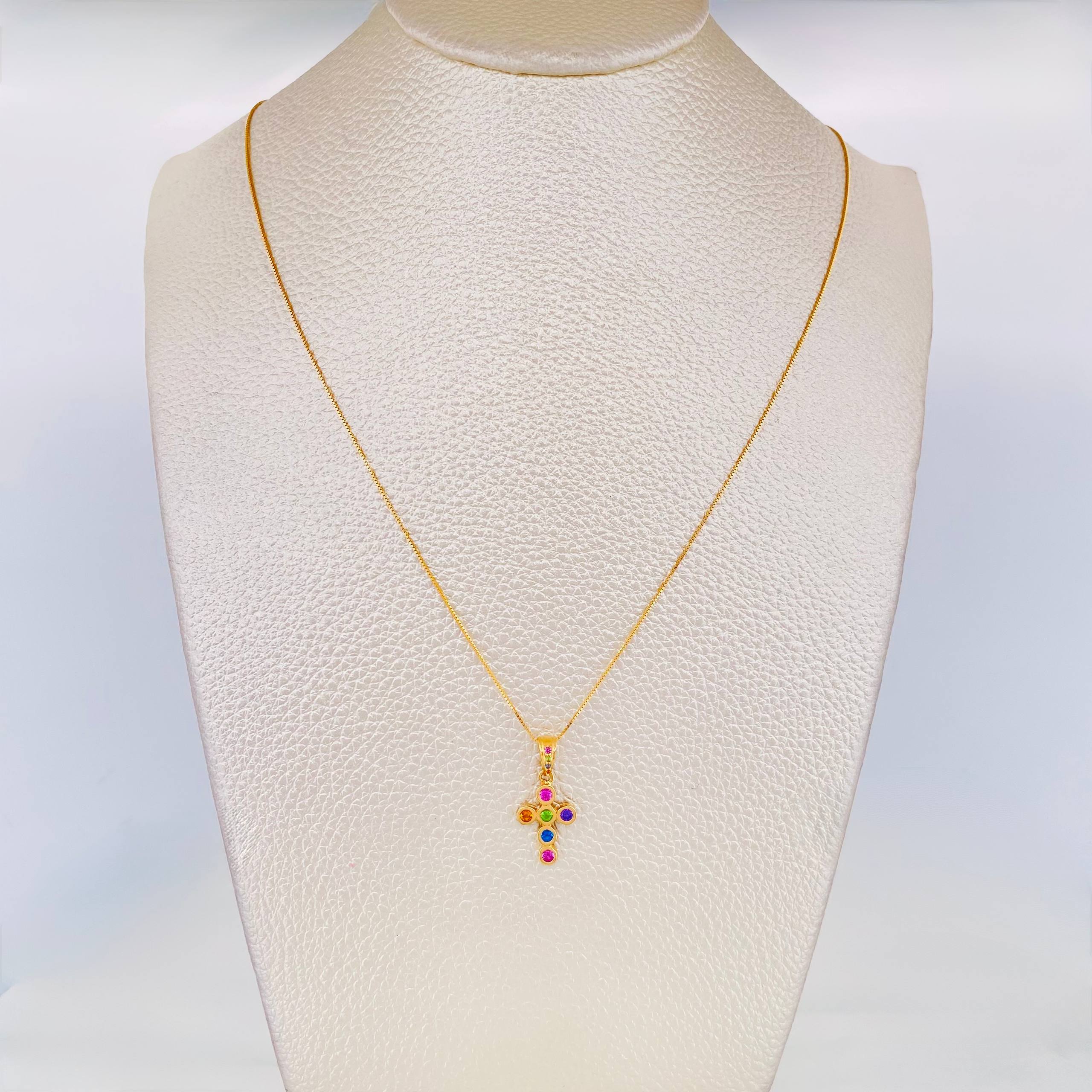 Venetian Chain Set + Cross Pendant / 2.05g / 20 in 18K Yellow Gold